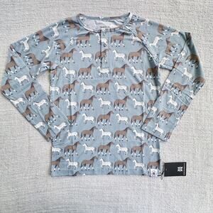 NWT Sweet Bamboo Horse Print Henley 7